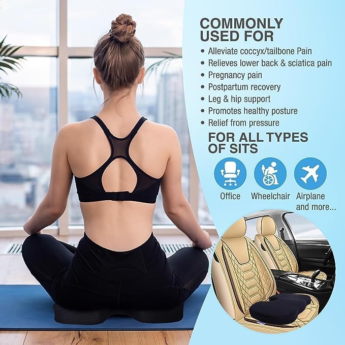 2 Years Warranty Orthopedic Coccyx Cushion for Hip, Tailbone, Coccyx, Sciatica Pain Relief | Seat Cushion for Chair, Car Seat Cushions | Removable Cover - Image 3