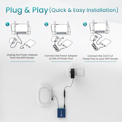 Portronics Power Plus Advanced Mini Router UPS for 12V DC WiFi Router Broadband Modem, Router UPS Power Backup During Power Cuts, Discharge Protection, Portable UPS(Blue) - Image 3
