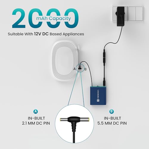 Portronics Power Plus Advanced Mini Router UPS for 12V DC WiFi Router Broadband Modem, Router UPS Power Backup During Power Cuts, Discharge Protection, Portable UPS(Blue) - Image 5