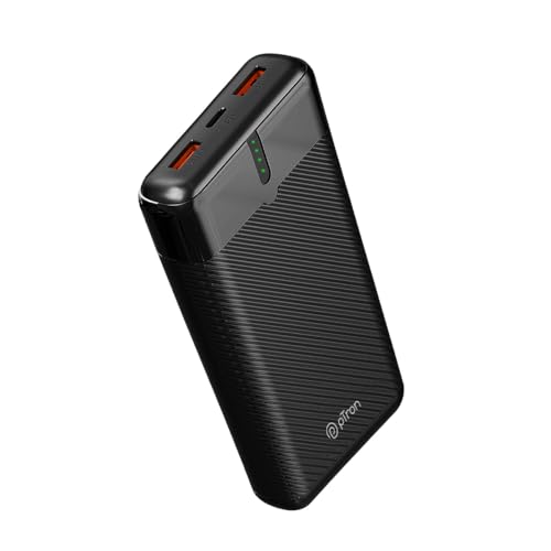 pTron Dynamo Surge 20000mAh 22.5W Fast Charging Power Bank, Supports VOOC/Wrap/Dash USB Charging, USB Type-C Input, 20W PD Fast Charging, 3 Outputs, 1 Input & Multiple Layers of Protection (Black)