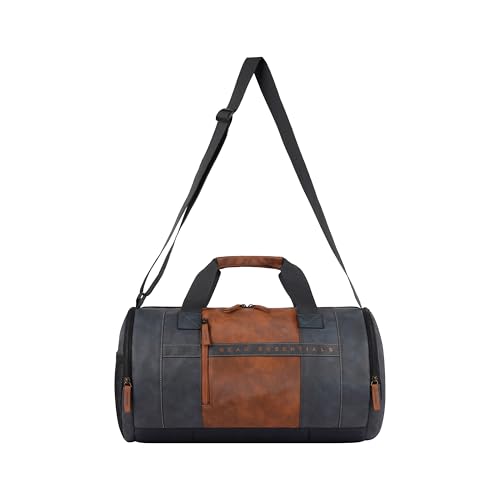 Gear Clubsport 3 9"/33L Faux Leather Large Water Resistant Duffle Bag/Travel Bag/Gym Bag for Men & Women(Navy-Tan)