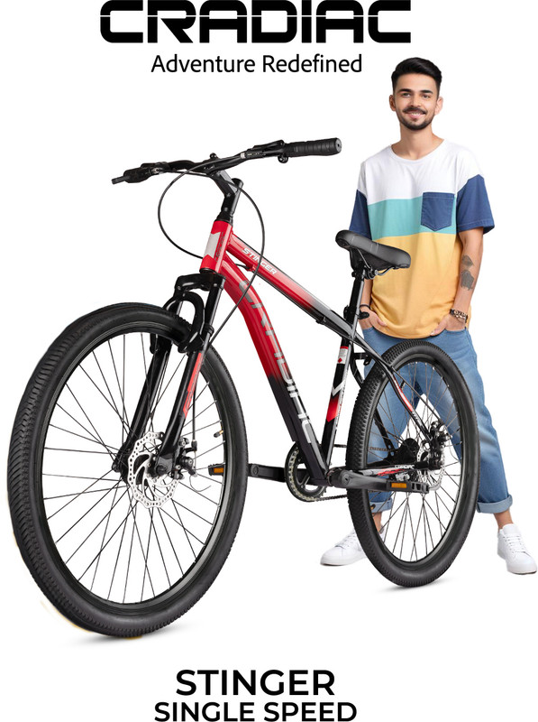 CRADIAC STINGER SINGLE SPEED|FRONT SUSPENSION|DUAL DISC BRAKES 27.5 T (inch) Mountain Cycle(Single Speed, Black, Red, Only Front Suspension)