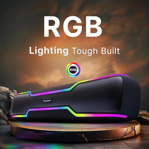 CrossBeats Blaze B50 (2026) Bluetooth 50W Soundbar Gaming RGB Light, AUX, BT, SD Card, USB &FM, 8 Hrs Playtime Fast Charge Sound bar smart tv with Built-in mic, Speaker for Mobile, PC, Laptop - Black - Image 5