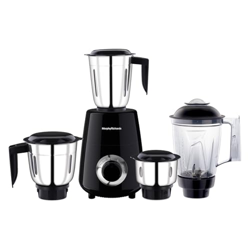 Morphy Richards Icon Superb Black 750W Mixer Grinder with 4 Jars | 3 Stainless Steel Jars & 1 Juicer | ABS Body | Heavy Duty Motor | 1-Yr Warranty【Black】