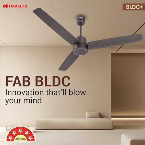 Havells FAB BLDC Ceiling Fan 1200mm, 380 RPM, Savings upto 65%, Reverse Rotation, 4 Modes (Boost, Sleep, Breeze, Mop), Low Wattage 30W, Low Noise, Air Flow:225 CMM, 3 Year Warranty, Cocoa Brown - Image 4