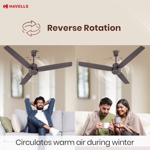 Havells FAB BLDC Ceiling Fan 1200mm, 380 RPM, Savings upto 65%, Reverse Rotation, 4 Modes (Boost, Sleep, Breeze, Mop), Low Wattage 30W, Low Noise, Air Flow:225 CMM, 3 Year Warranty, Cocoa Brown - Image 7