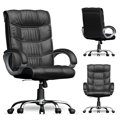 FUGO FG10 Orthopedic Boss Chair with 3 Year Warranty | Leatherette Office Chair | Ergonomic Executive Chair with Spacious Cushioned Seat | Heavy Duty Metal Base | Rocking Function (Black) - Image 4