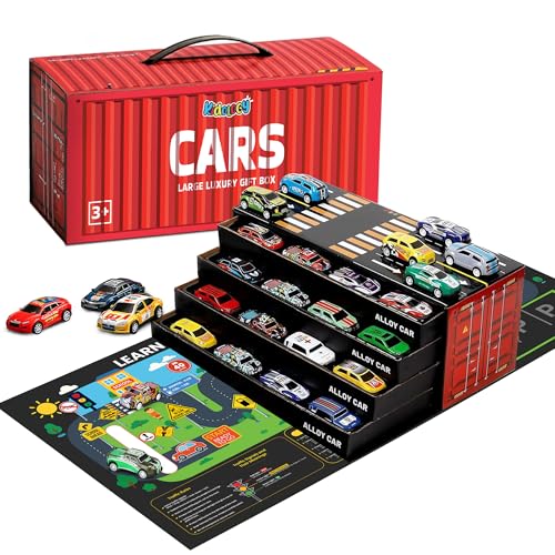 Kidology 48-Piece Pull Back Car Set, Racing & Toy Vehicles for Kids 3+, Bulk Mini Cars, Learning & Educational Stuffers Mini Cars Toy Trucks, Birthday Gift for Boys & Girls.