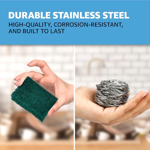 Presto! Stainless Steel Scrubber (15g) and Scrub pad Combo Pack of 1 - Image 3