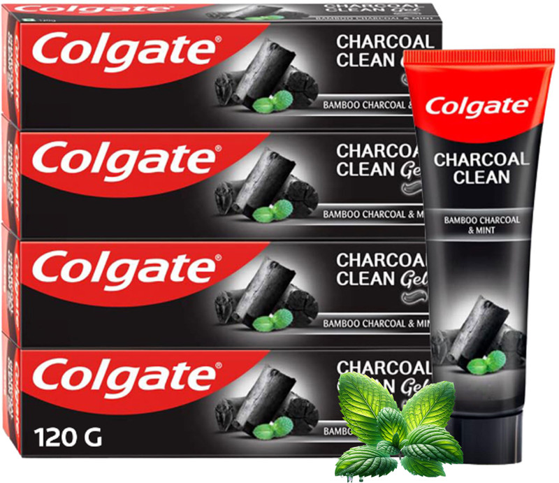 Colgate Charcoal Clean Black Gel Toothpaste, Deep Clean, Plaque Removal-(Combo Pack) Toothpaste(480 g, Pack of 4)
