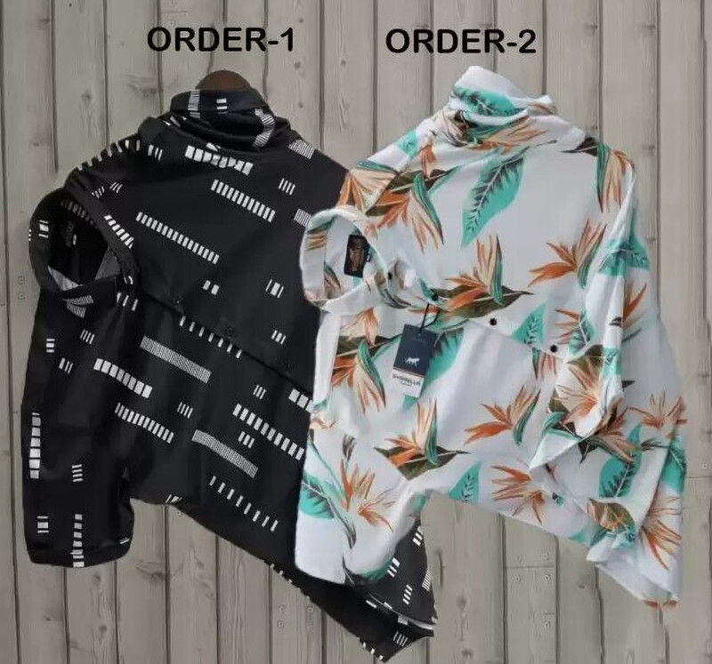 VRLOOKS Men Printed Casual Black, White Shirt(Pack of 2)