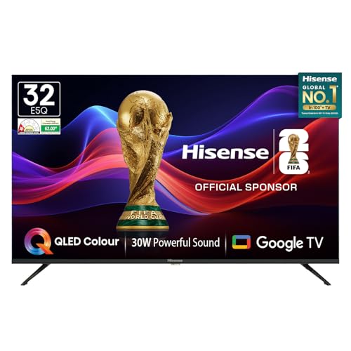 Hisense 80 cm (32 Inches) HD Ready Smart QLED Google TV | HDR10, 30W Powerful Speakers, Dolby Audio | Super Bright Panel | Google Assistant & Chromecast | HDR 10 | Voice Control | 32E5Q (Black)
