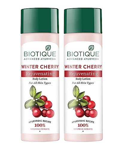 Biotique Bio Wintercherry Lightening And Rejuvenating Body Nourisher Lotion, 190Ml (Pack Of 2)