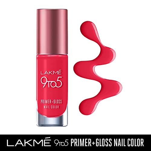 LAKMÉ 9 To 5 Primer + Glossy Finish Nail Colour|| Redcarnival|| 6Ml - Image 2
