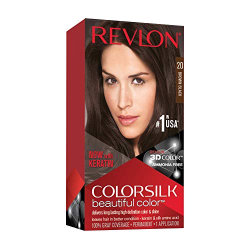 Revlon Colorsilk Beautiful Color, Permanent Hair Color with Keratin, 40ml + 40ml + 11.8ml - 20 Brown Black (Pack of 1)