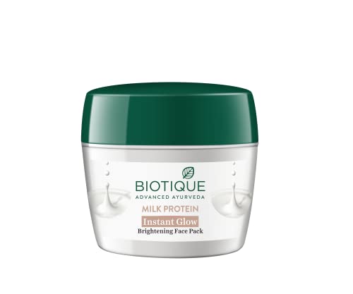 Biotique Milk Protein Instant Glow Brightening Face Pack For All Skin Types, 175gm