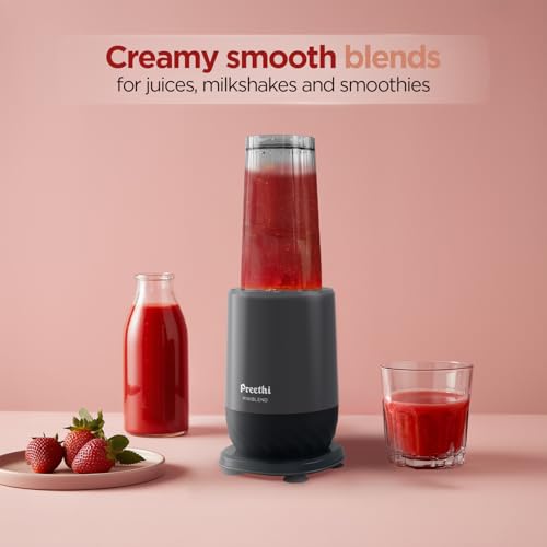 Preethi MiniBlend - Compact Blender & Juicer for Lump Free Purees & Smoothies | 25,000 RPM | Two Razor sharp Ninja blades, Two Leak-proof Jars with Sipper & Storage Lids | Free Lifelong Service - Image 3