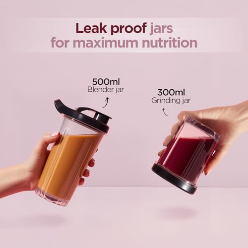 Preethi MiniBlend - Compact Blender & Juicer for Lump Free Purees & Smoothies | 25,000 RPM | Two Razor sharp Ninja blades, Two Leak-proof Jars with Sipper & Storage Lids | Free Lifelong Service - Image 6