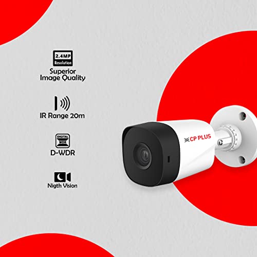CP PLUS 2.4MP IR Bullet Outdoor Security Camera | 3.6mm Fixed Lens | Max 25/30fps at 2.4MP | DWDR, Day/Night (ICR) | IR Range of 20 Mtrs., Smart IR | Support Built-in Mic - CP-URC-TC24PL2C-V3 - Image 3