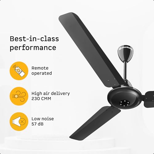 atomberg Efficio Alpha 1200mm BLDC Ceiling Fan with Remote Control | BEE 5 star Rated Energy Efficient Ceiling Fan | High Air Delivery with LED Indicators | 2 Year Warranty (Gloss Black) - Image 4