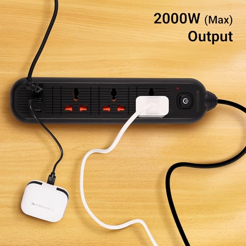 ZEBRONICS Power BAR 132, Extension Board/Strip, 2000 Watts, 10 Amps, 1x Type C Port, 3X Universal Socket, 2X USB Port, LED Indicator, On/Off Switch, Wall Mountable, 3 Meter, Black - Image 3