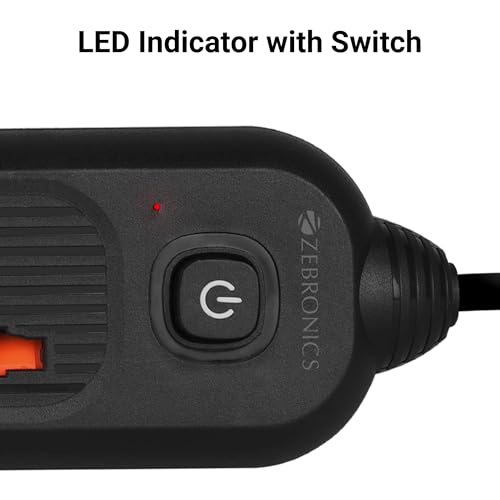 ZEBRONICS Power BAR 132, Extension Board/Strip, 2000 Watts, 10 Amps, 1x Type C Port, 3X Universal Socket, 2X USB Port, LED Indicator, On/Off Switch, Wall Mountable, 3 Meter, Black - Image 7