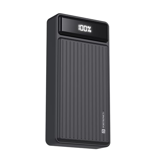 Portronics Luxcell B 20K Advanced 20000 mAh Power Bank with 22.5W Max Output, LED Battery Display, 22.5w Mach USB-A , 20w Type C PD Output, Type C Input, Wake Up Button, Black