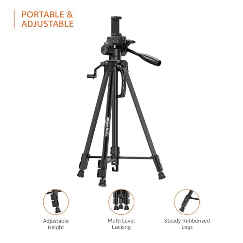Amazon Basics 60 Inch Tripod for DSLR, Camera | Operating Height: 4.58 Ft. | Maximum Load Capacity up to 4.5kg | Portable Lightweight Aluminium Tripod with 360° Ball Head | Carry Bag Included (Black) - Image 4