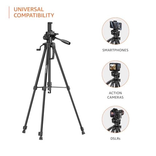 Amazon Basics 60 Inch Tripod for DSLR, Camera | Operating Height: 4.58 Ft. | Maximum Load Capacity up to 4.5kg | Portable Lightweight Aluminium Tripod with 360° Ball Head | Carry Bag Included (Black) - Image 6