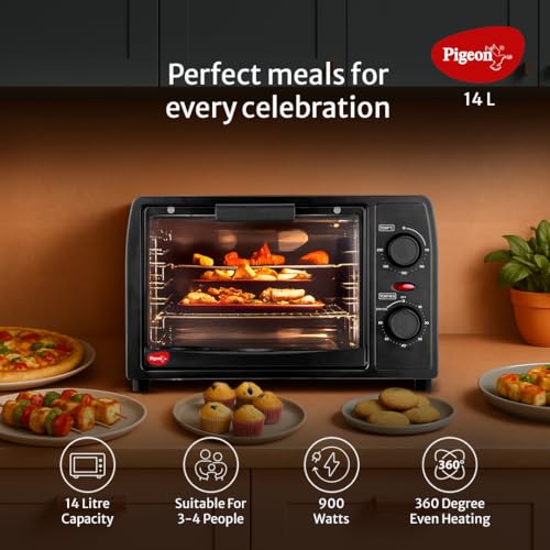 Pigeon Oven Toaster Grill 14 Liters OTG| 900 Watts| Toast, Grill, Bake & Roast | Heat Resistant Tempered Glass| Black - Image 3