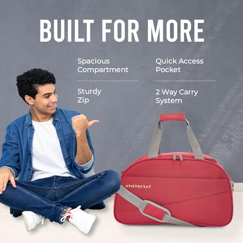 Aristocrat Polyester 50 Cms Small Duffle Bag (Red) - Image 4