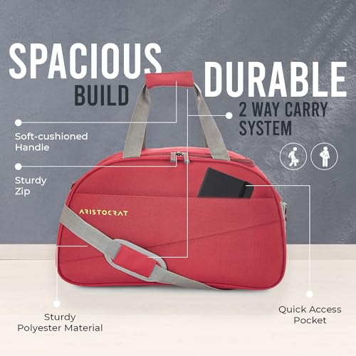 Aristocrat Polyester 50 Cms Small Duffle Bag (Red) - Image 5
