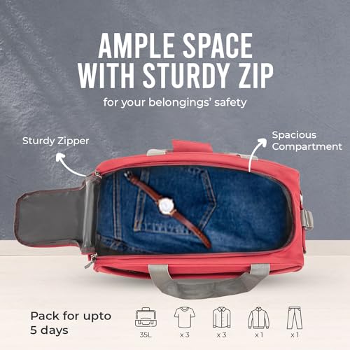 Aristocrat Polyester 50 Cms Small Duffle Bag (Red) - Image 6