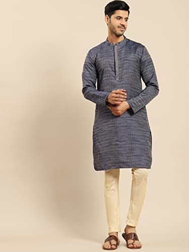 Men's Black Art Silk Regular