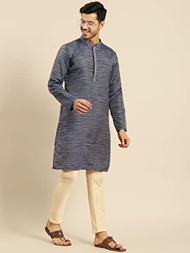 Men's Black Art Silk Regular