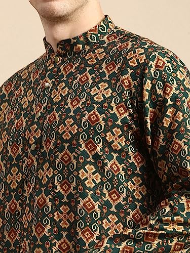 Men's Black Art Silk Regular