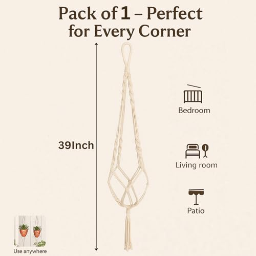 ecofynd Macrame Plant Hanger, Cotton