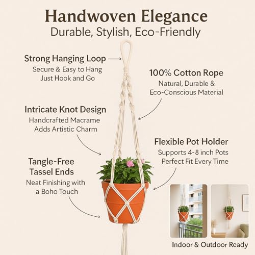 ecofynd Macrame Plant Hanger, Cotton