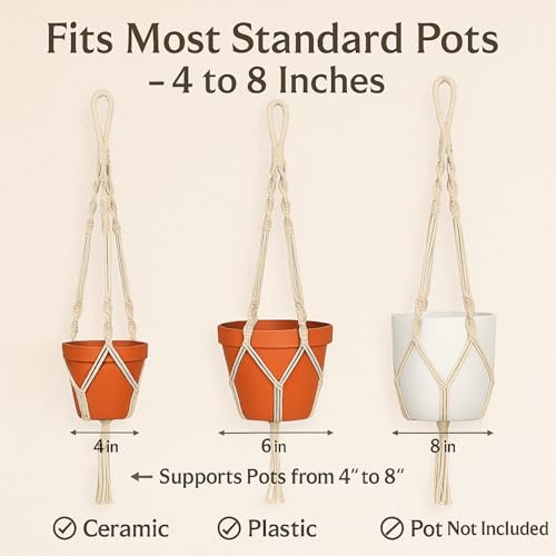 ecofynd Macrame Plant Hanger, Cotton
