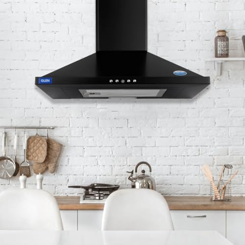 Glen 60 cm 1000 m³/hr Baffle Filter Kitchen Chimney |Pyramid Shaped |(Hood Aqua, Push Buttons Control,Black) - Image 3