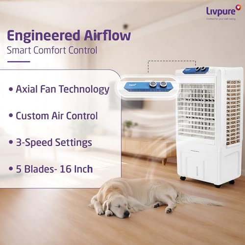 Livpure KoolBliss Neo Desert Cooler 70L |471 Sq. Ft. Area Coverage| 43Ft. Poweful Air Throw|Inverter Compatible|3 Speed Control|Axial Fan Technology| 2 Yrs Motor Warranty & 1 Yr Comprehensive (White) - Image 4