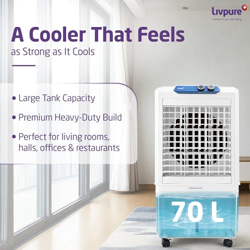 Livpure KoolBliss Neo Desert Cooler 70L |471 Sq. Ft. Area Coverage| 43Ft. Poweful Air Throw|Inverter Compatible|3 Speed Control|Axial Fan Technology| 2 Yrs Motor Warranty & 1 Yr Comprehensive (White) - Image 6