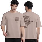 BULLMER Black Trendy Front and Back Printed oversized Round Neck T-shirt for men