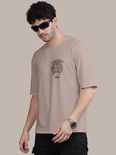 BULLMER Black Trendy Front and Back Printed oversized Round Neck T-shirt for men - Image 5