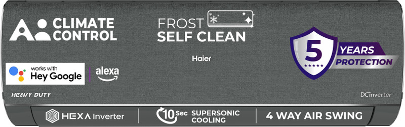 Haier Gravity Series 2025 Model 1.5 Ton 5 Star Split Inverter with Wi-fi AC(HSU19G-MZAIP5BN-INV/HS19G-MZAIP5BN-INV/HU19-5BN-INV, Purple, Grey, White)