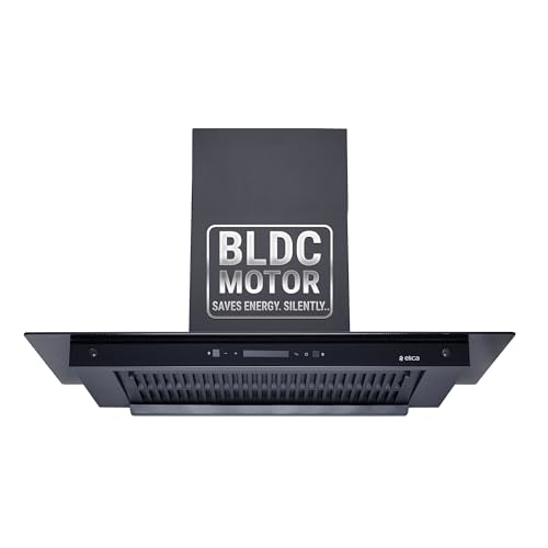 Elica 90cm 1600 m3/hr BLDC Filterless Autoclean Kitchen Chimney with FULL GRILL |15 Yrs Motor WARR |FLAT FL 900 MAX BLDC HAC LTW MS NERO | Black| 9 Speed Touch Control with RPM Display + Motion Sensor
