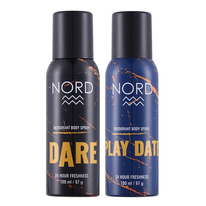 NORD Deodorant Body Spray For Men - Dare and Play Date 100 ml each (Pack of 2), Gift sets, Deodorant combo sets
