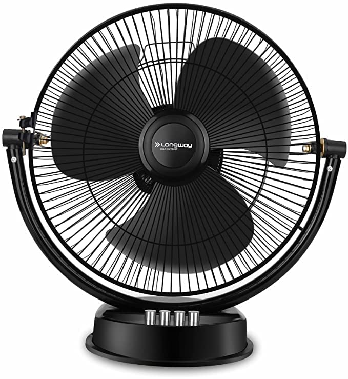 LONGWAY Speedy P1 300 mm/12 inch Ultra High Speed 3 Blade Anti-Dust Decorative Star Rated Table Fan (Black, Pack of 1)
