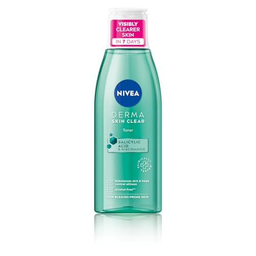 NIVEA Derma Skin Clear Toner (200ml), Cleansing and Hydrating, Salicylic Acid Toner Enriched with Niacinamide to Rebalance and Remove Impurities, For Blemish-Prone Skin