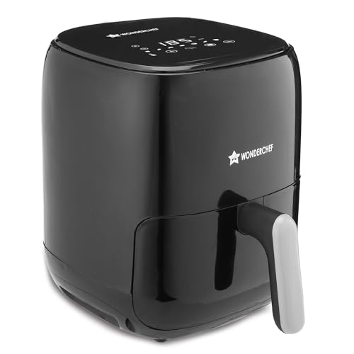 Wonderchef Neo Digital Air Fryer | 1000W, 2 Litres | Rapid Air Technology | Non-stick Basket | Auto Shut-off | Touch Screen | Fry, Bake, Grill, Roast | Cool Touch Handle | 2-Year Warranty | Black
